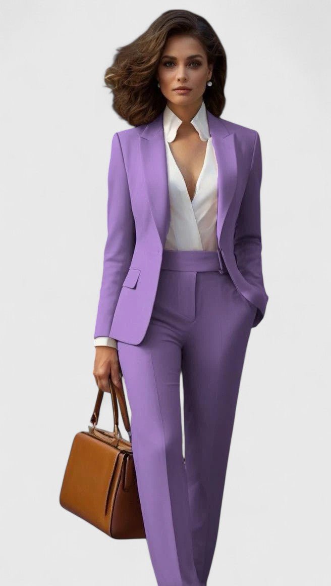 Valentina │ Women's Shawl Lapel Single-Breasted Blazer And Slim-Fit Trousers Suit Set