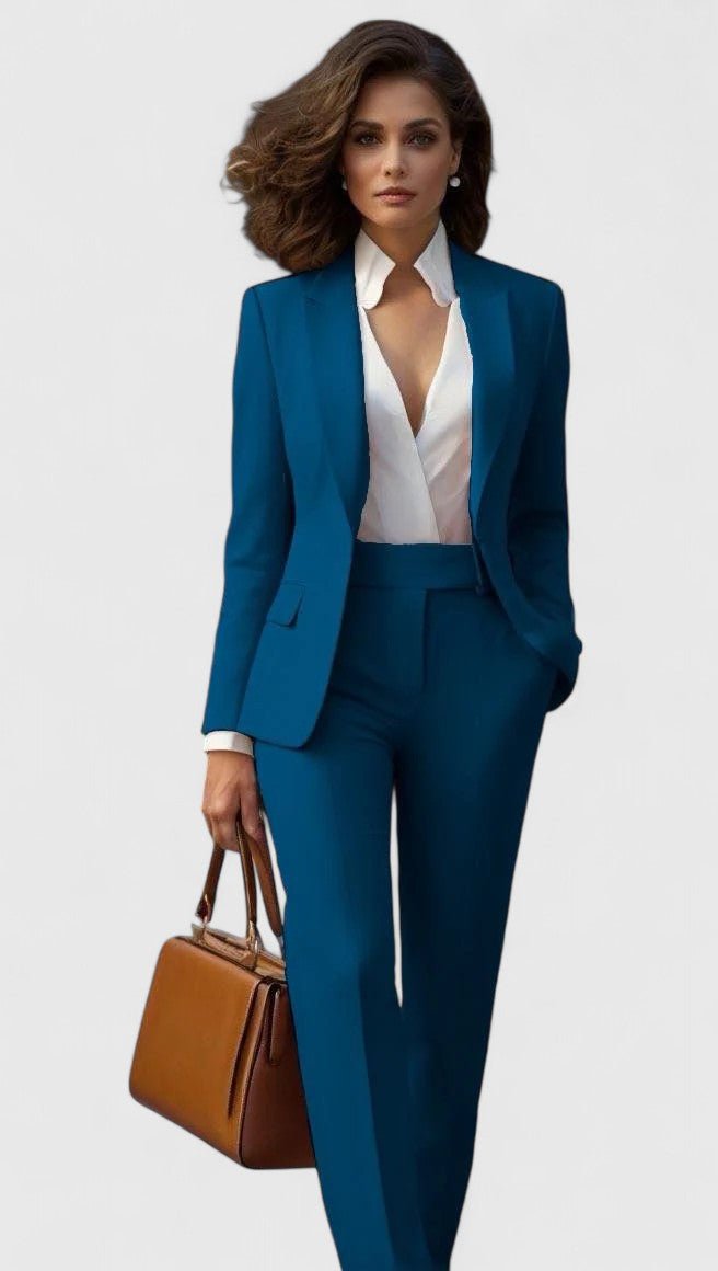 Valentina │ Women's Shawl Lapel Single-Breasted Blazer And Slim-Fit Trousers Suit Set