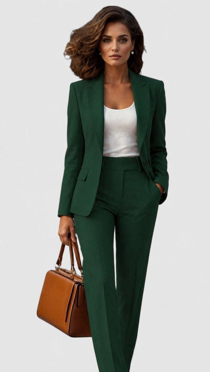 Valentina │ Women's Shawl Lapel Single-Breasted Blazer And Slim-Fit Trousers Suit Set