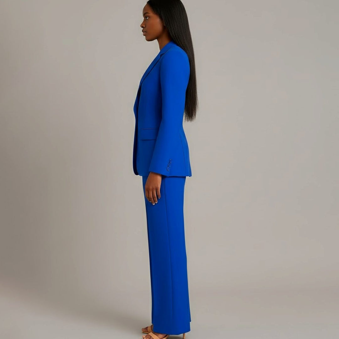 Women's Tailored Single-Button Wide-Leg Blazer Suit Set