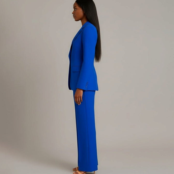 Women's Tailored Single-Button Wide-Leg Blazer Suit Set