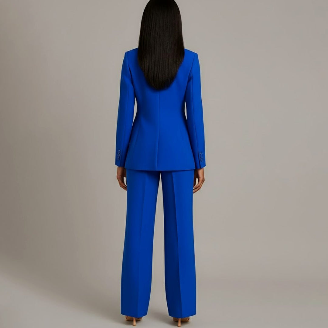 Women's Tailored Single-Button Wide-Leg Blazer Suit Set