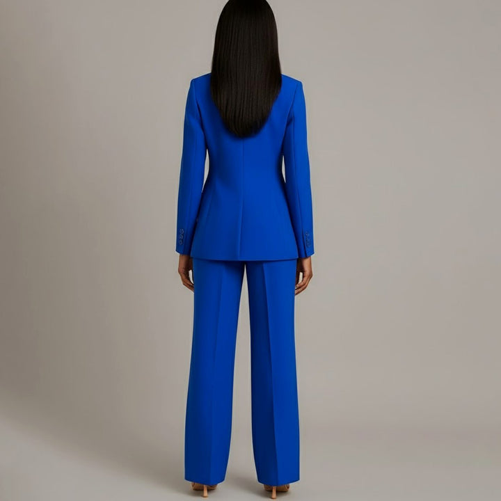 Women's Tailored Single-Button Wide-Leg Blazer Suit Set