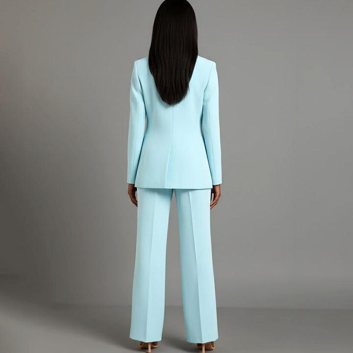 Women's Tailored Single-Button Wide-Leg Blazer Suit Set