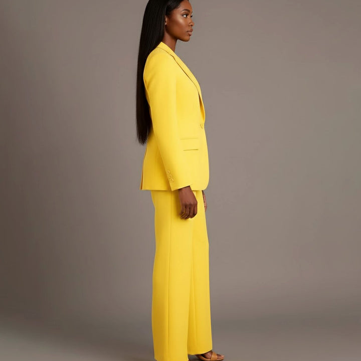 Women's Tailored Single-Button Wide-Leg Blazer Suit Set
