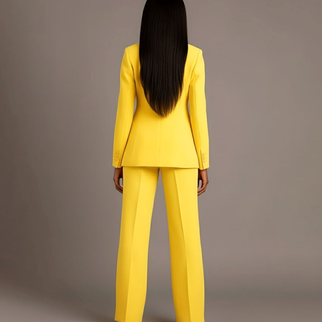 Women's Tailored Single-Button Wide-Leg Blazer Suit Set