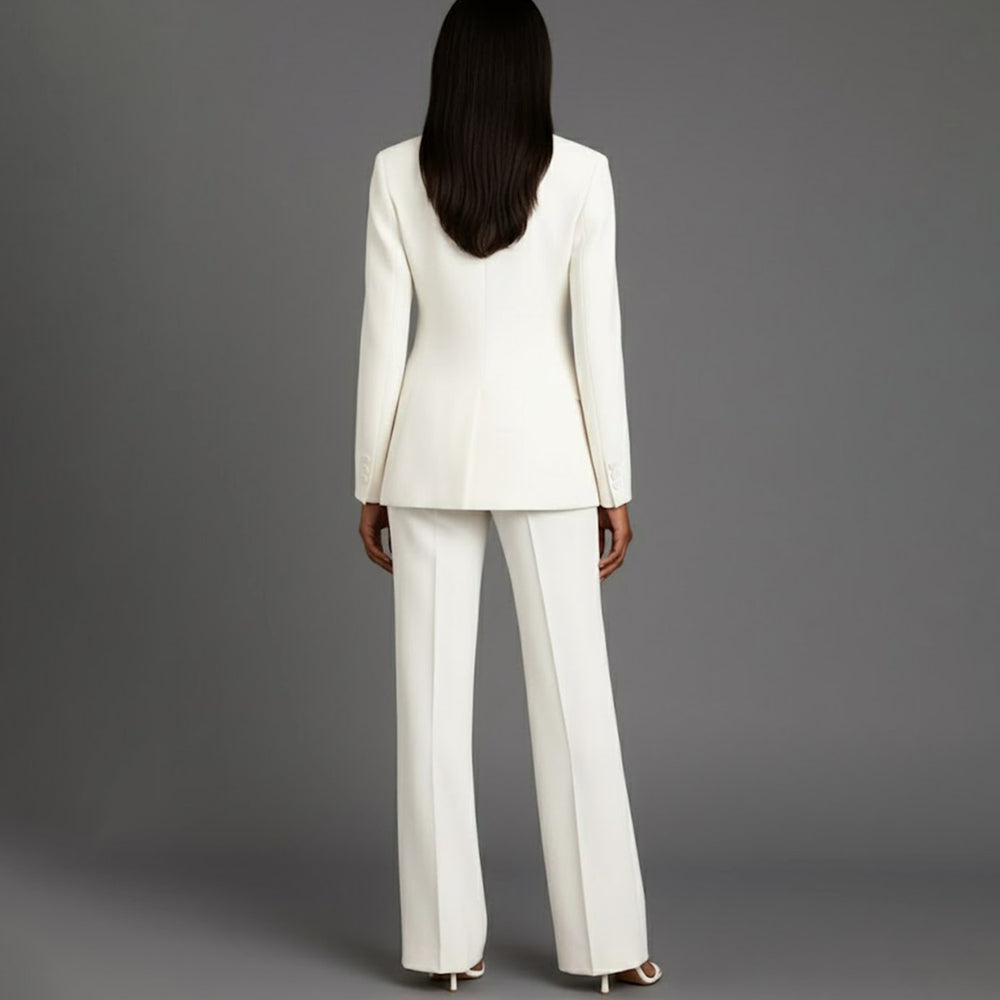Women's Tailored Single-Button Wide-Leg Blazer Suit Set