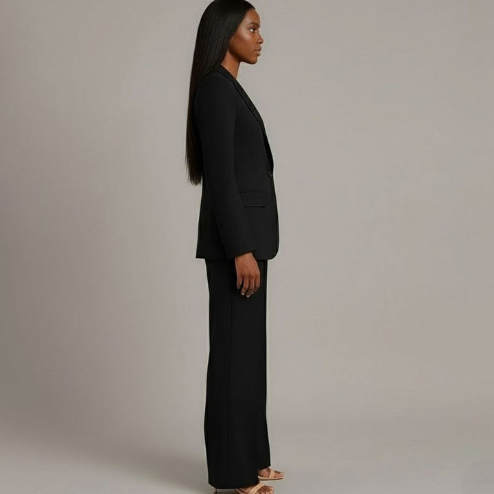 Women's Tailored Single-Button Wide-Leg Blazer Suit Set