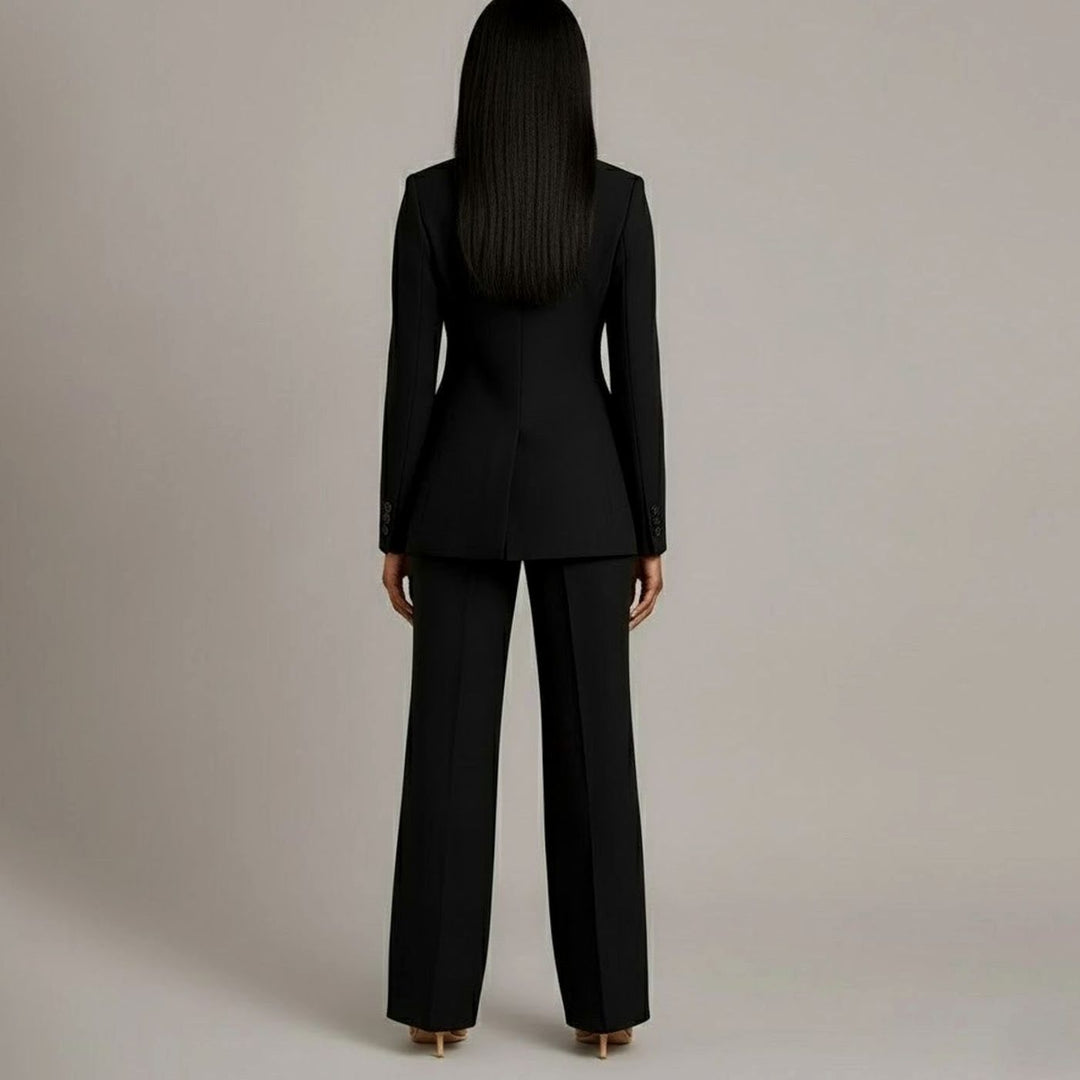 Women's Tailored Single-Button Wide-Leg Blazer Suit Set