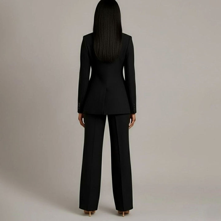 Women's Tailored Single-Button Wide-Leg Blazer Suit Set