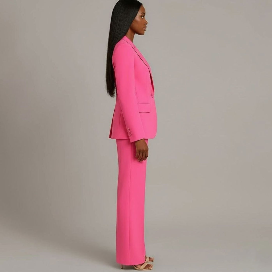 Women's Tailored Single-Button Wide-Leg Blazer Suit Set