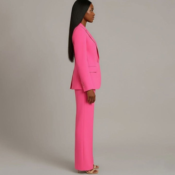 Women's Tailored Single-Button Wide-Leg Blazer Suit Set
