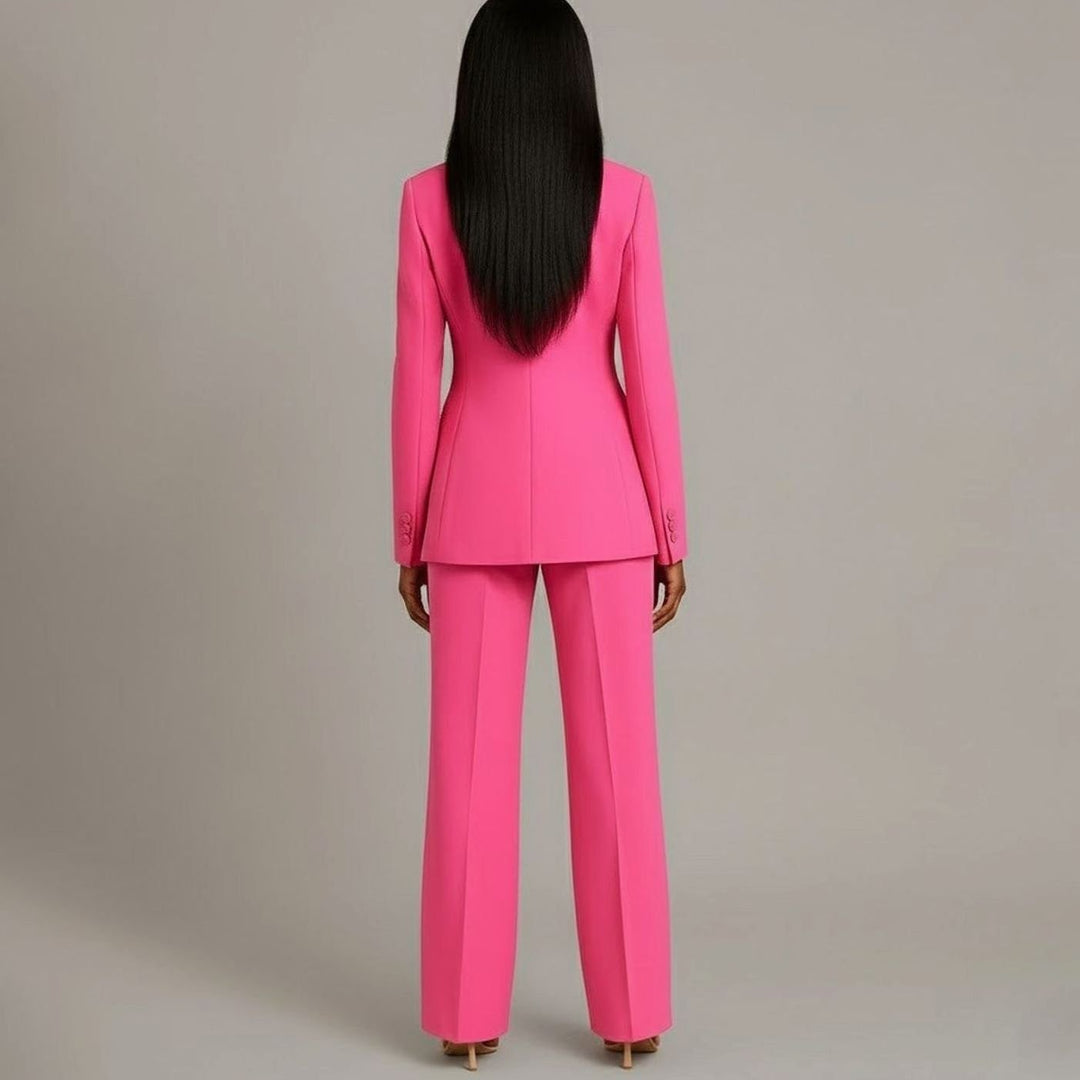 Women's Tailored Single-Button Wide-Leg Blazer Suit Set