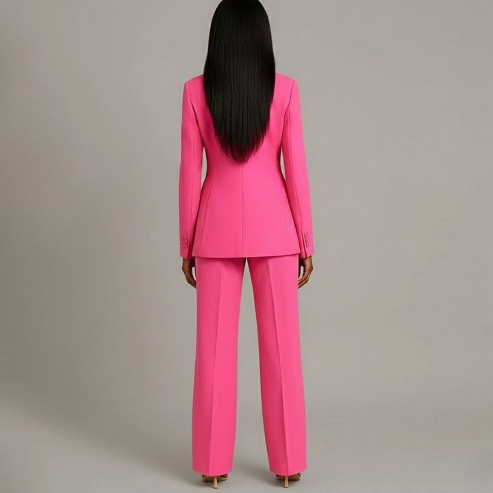 Women's Tailored Single-Button Wide-Leg Blazer Suit Set