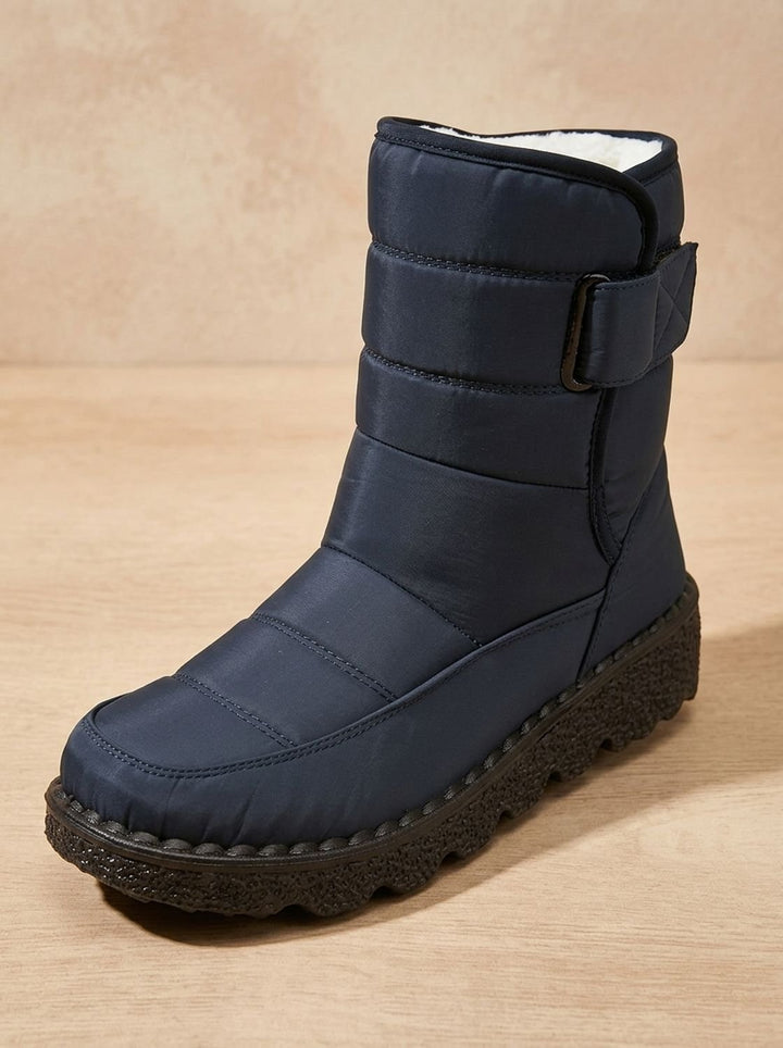 Women's Waterproof Fleece-Lined Mid-Calf Winter Snow Boots - Dark Blue