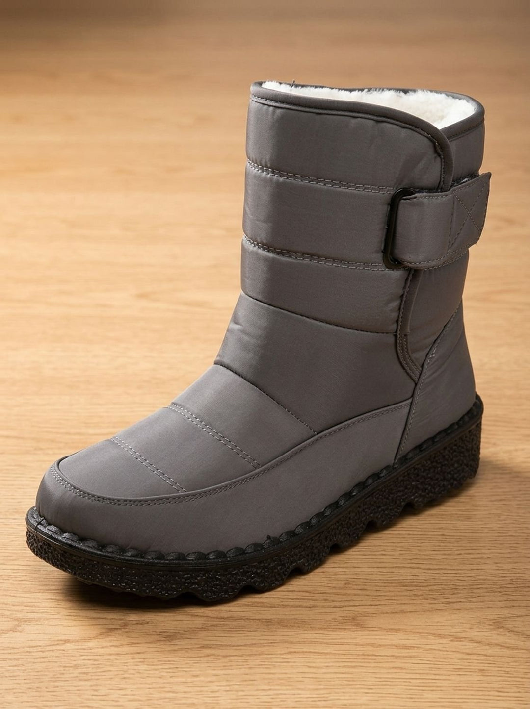 Women's Waterproof Fleece-Lined Mid-Calf Winter Snow Boots - Gray