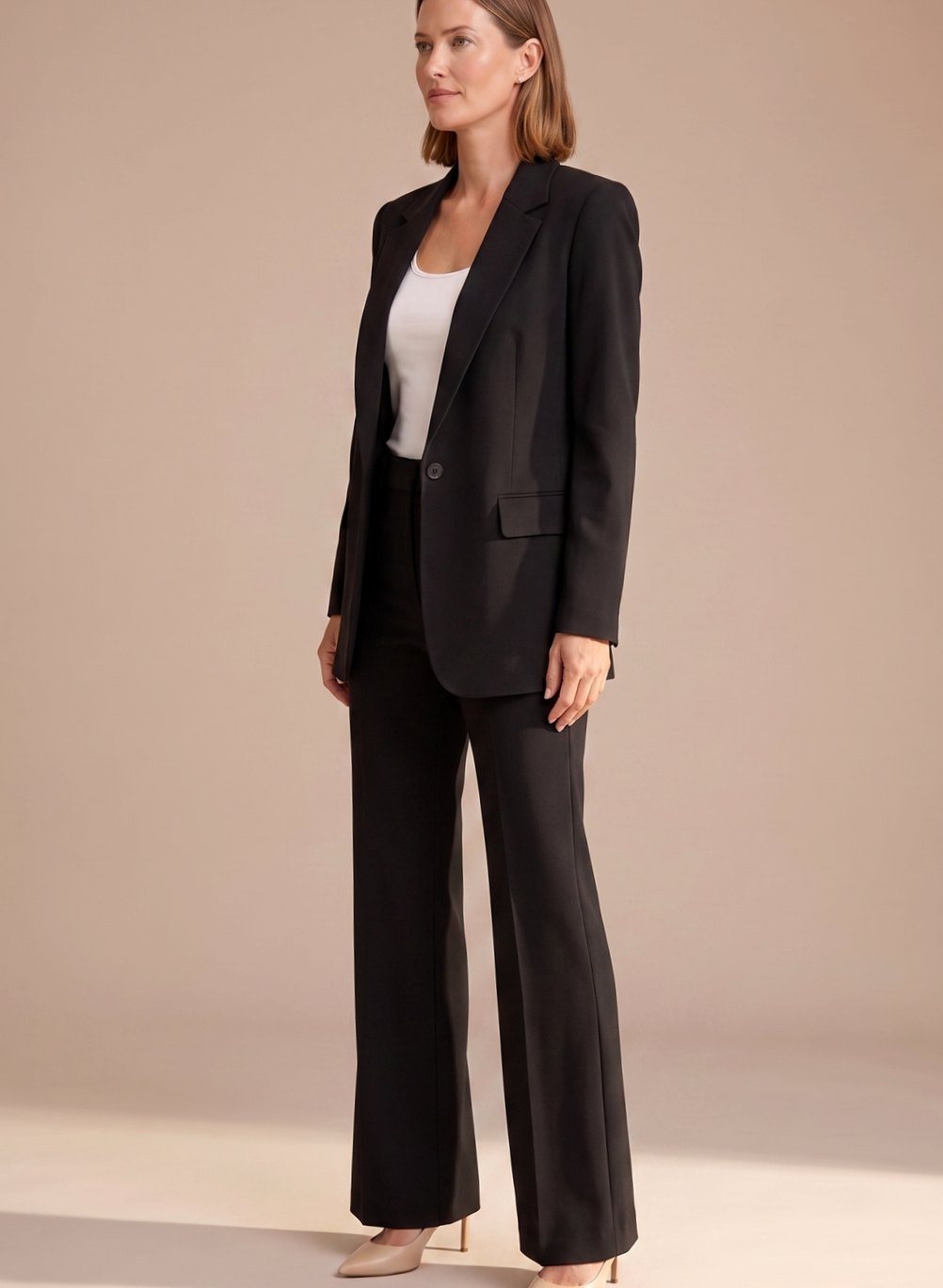 Women's Wide-Leg Flared Tailored Two-Piece Trouser Suit
