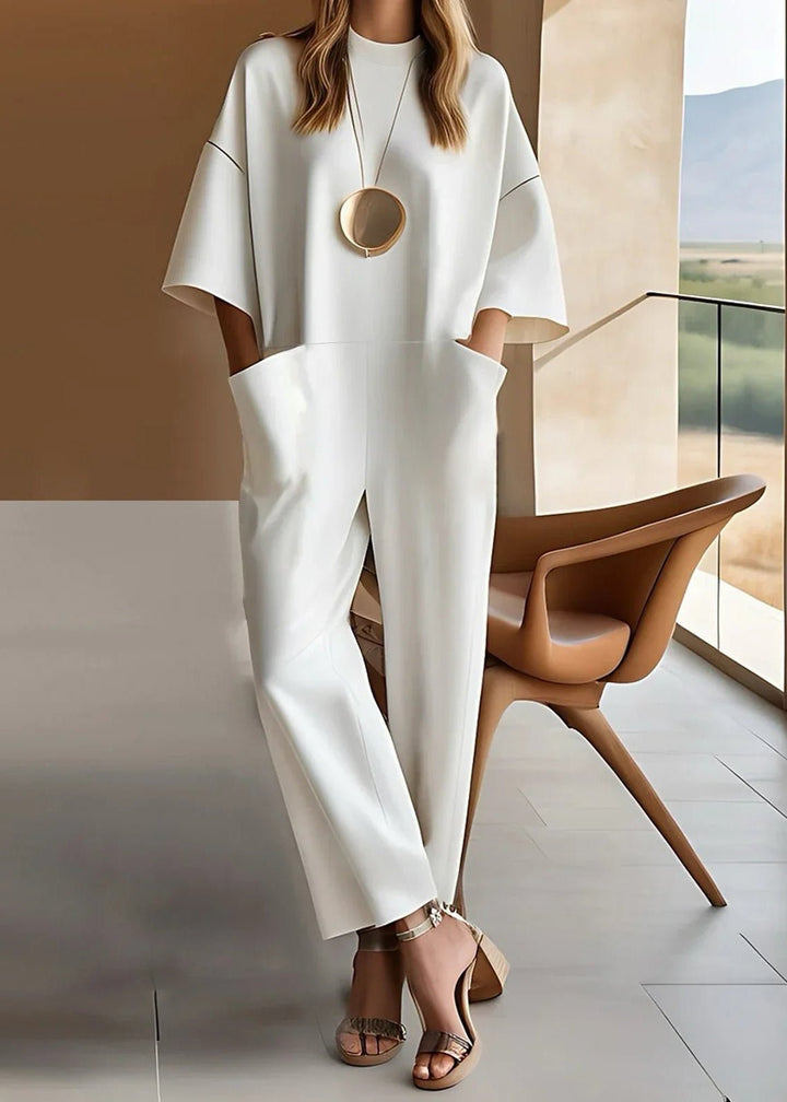 Leona │ Women's Wide Leg Crew Neck Jumpsuit